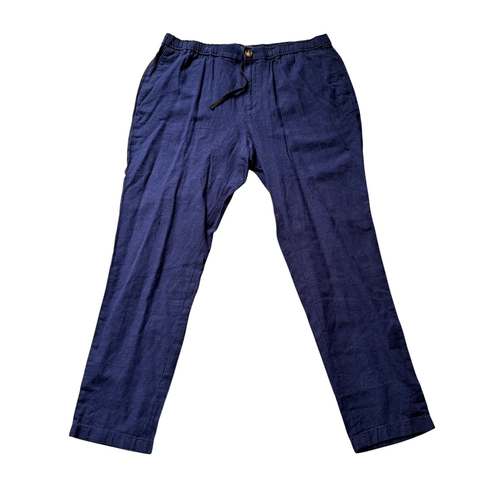 14th & Union Mens XL Navy Blue Linen Cotton Slim Fit Drawstring Pants 38x32